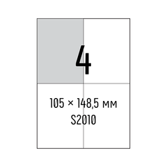 Самоклеющаяся универсальная бумага Sapro S2010, белая, А4/4 (105х148,5мм), 100 л, А4, 100 листов, 70 г/м2