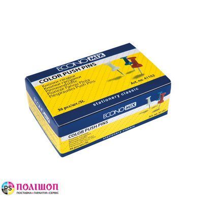 Кнопки-гвоздики Economix цветные пластиковые, 36 шт. в упаковке (E41102)