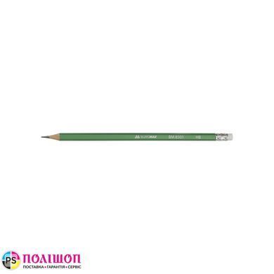 Карандаш графитовый BUROMAX COLOR, НВ, с ластиком, зеленый корпус