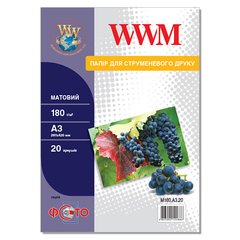 Фотобумага 180 г/м2 формат А3 20 листов матовая WWM