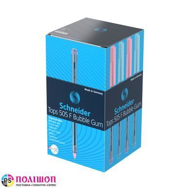 50 кулькових ручок SCHNEIDER TOPS 505F BUBBLE GUM (чорнила сині)