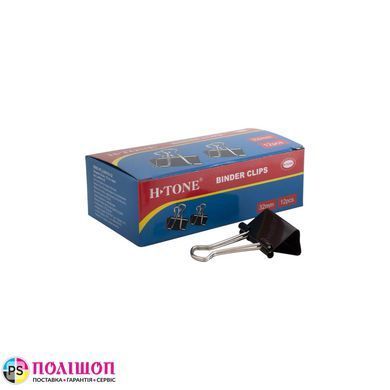 Биндеры для бумаги 32 мм, черные H-Tone (уп. 12 шт)
