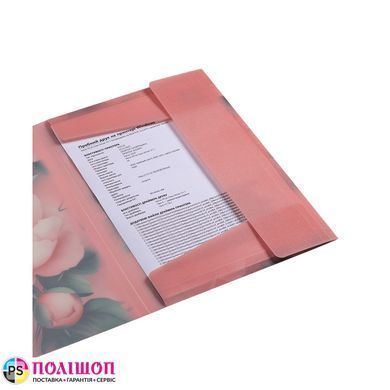 Пластиковая папка А4 на резинках полупрозрачная BUROMAX ARABESKI PEONY розовая