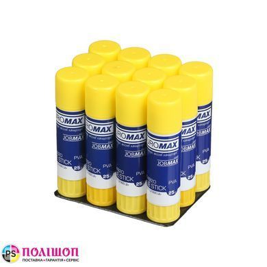 Клей-олівець Buromax Jobmax 25 г PVA, канцелярський сухий клей (BM.4920)
