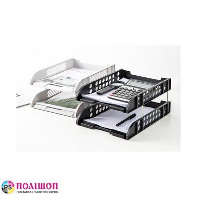 Лоток для бумаг горизонтальный Deli, 2 отделения черный