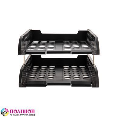 Лоток для бумаг горизонтальный Deli, 2 отделения черный