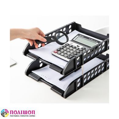Лоток для бумаг горизонтальный Deli, 2 отделения черный