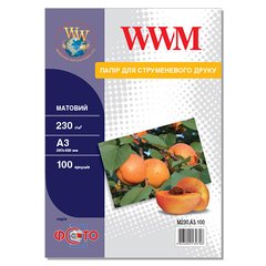 Фотобумага 230 г/м2 формат А3 100 листов матовая WWM