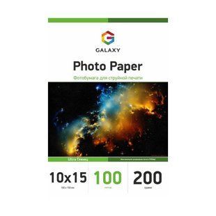 Фотопапір 200 г/м2 формат 10х15 100 аркушів ULTRA глянцевий Galaxy