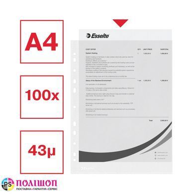 Файлы Esselte Economy А4 PP 43 мкм 100шт. Матовые