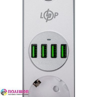 Мережевий фільтр LogicPower F24U4 (4x220V-2500W, 4xUSB-5V/3,4A 17W Auto Max)