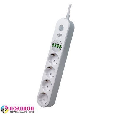 Мережевий фільтр LogicPower F24U4 (4x220V-2500W, 4xUSB-5V/3,4A 17W Auto Max)