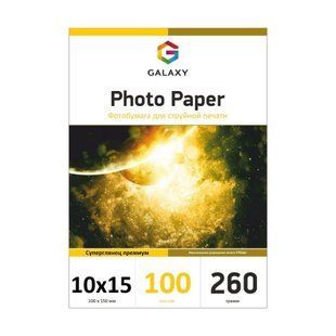 Фотобумага 260 г/м2 формат 10х15 100 листов суперглянцевая Galaxy