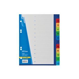 Цифровой индекс-разделитель Buromax А5 пластиковый 1-12, 12 цветных позиций (BM.3213)