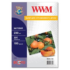 Фотобумага 230 г/м2 формат А4 100 листов матовая WWM