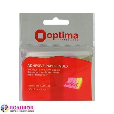 Стікери-закладки Optima, 50x15, 5 кольорів, 500 шт.