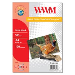 Фотобумага 180 г/м2 формат А4 100 листов глянцевая WWM