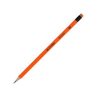 Карандаш графитовый BUROMAX NEON, НВ, с ластиком, оранжевый корпус