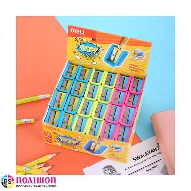 Точилка для олівців DELI ER00100 серії POP!, 1 отвір, блакитна