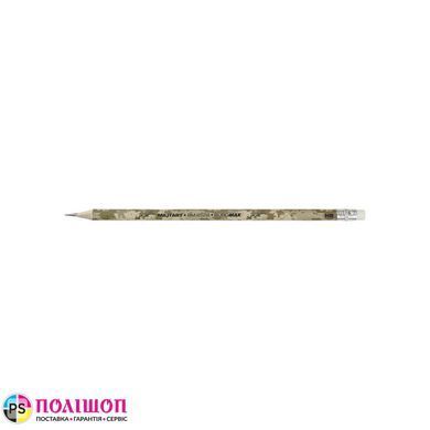 Карандаш графитовый BUROMAX MILITARY, НВ, с ластиком