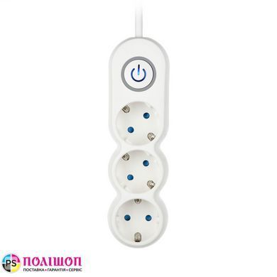 Подовжувач мережевий 2E Plus 10A, 3м, білий (3x220V-2300W)