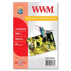 Фотобумага 200 г/м2 формат 10х15 20 листов глянцевая WWM