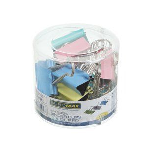 Біндер-затискач для паперу 25 мм BUROMAX PASTEL, асорті, 12 шт