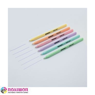 Набор шариковых ручек Kores K-Pen Super Slide, 1 mm, пастельные цвета, 6 шт.