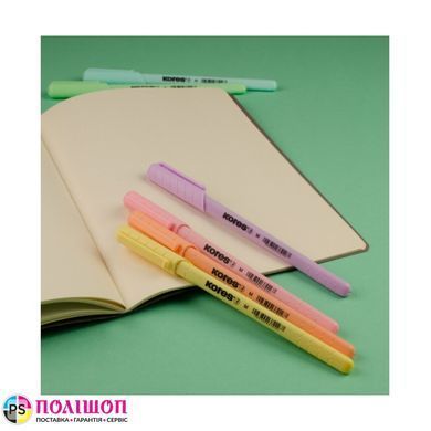 Набор шариковых ручек Kores K-Pen Super Slide, 1 mm, пастельные цвета, 6 шт.