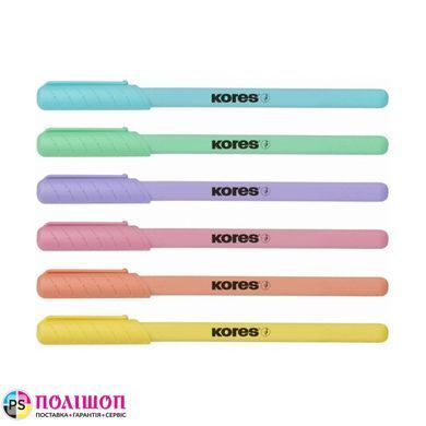 Набор шариковых ручек Kores K-Pen Super Slide, 1 mm, пастельные цвета, 6 шт.