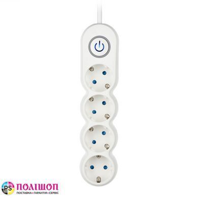 Удлинитель сетевой 2E Plus 10А, 3м, белый (4x220V-2300W)