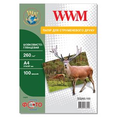 Фотопапір 260 г/м2 формат А4 100 аркушів шовк глянець WWM