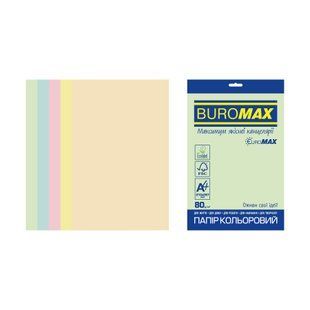 Папір кольоровий BUROMAX PASTEL EUROMAX, асорті, 20 арк., А4, 80 г/м&sup2;