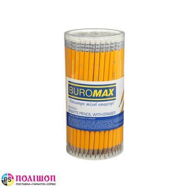 Карандаш графитовый Buromax CLASSIC, HB, с ластиком, желтый корпус