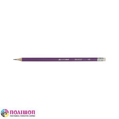 Карандаш графитовый BUROMAX METALLIC, НВ, с ластиком, корпус фиолетовый