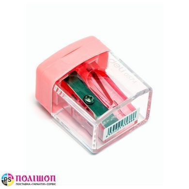 Точилка для карандашей DELI E0574 с контейнером, 1 отверстие, розовая