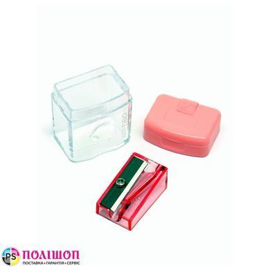 Точилка для карандашей DELI E0574 с контейнером, 1 отверстие, розовая