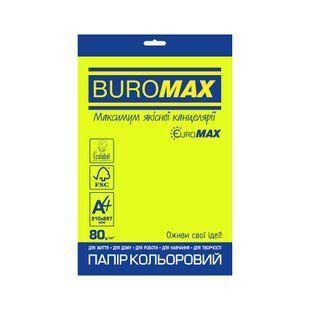 Папір кольоровий BUROMAX NEON EUROMAX, жовтий, 20 аркушів, А4, 80 г/м&sup2;