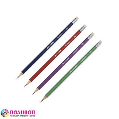 100 графитовых карандашей BUROMAX METALLIC, НВ, с ластиком, корпус ассорти