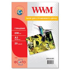 Фотобумага 200 г/м2 формат А3 20 листов глянцевая WWM