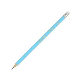 Карандаш графитовый BUROMAX PASTEL, НВ, с ластиком, корпус голубой