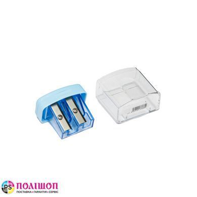 Точилка для олівців DELI E0576 з контейнером, 2 отвори, блакитна