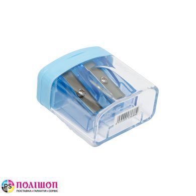 Точилка для олівців DELI E0576 з контейнером, 2 отвори, блакитна