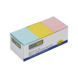 Папір для нотаток з клейким шаром BUROMAX PASTEL 38х51 мм, 100 аркушів, пастельні кольори асорті (BM.2310-99)