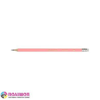 Олівець графітовий BUROMAX PASTEL, НВ, з гумкою, корпус рожевий