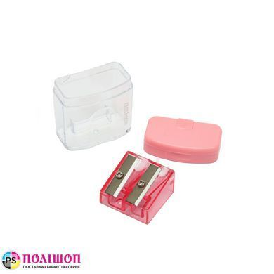Точилка для олівців DELI E0576 з контейнером, 2 отвори, рожева