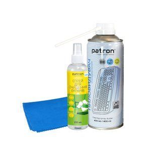 Набор для очистки оргтехники Patron 3в1 (воздух 400мл + спрей 250мл + микрофибра)