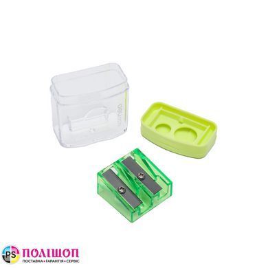 Точилка для олівців DELI E0576 з контейнером, 2 отвори, жовта