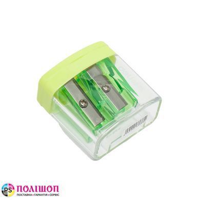 Точилка для олівців DELI E0576 з контейнером, 2 отвори, жовта