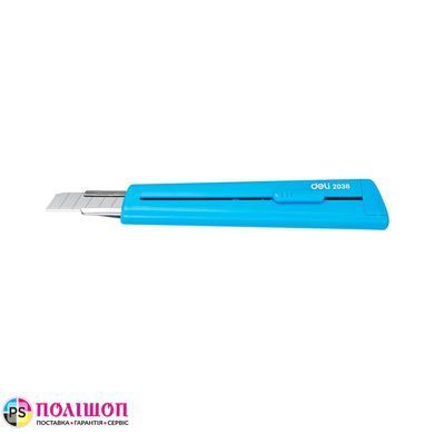 Ніж канцелярський  9 мм Deli RIO E2038, синій